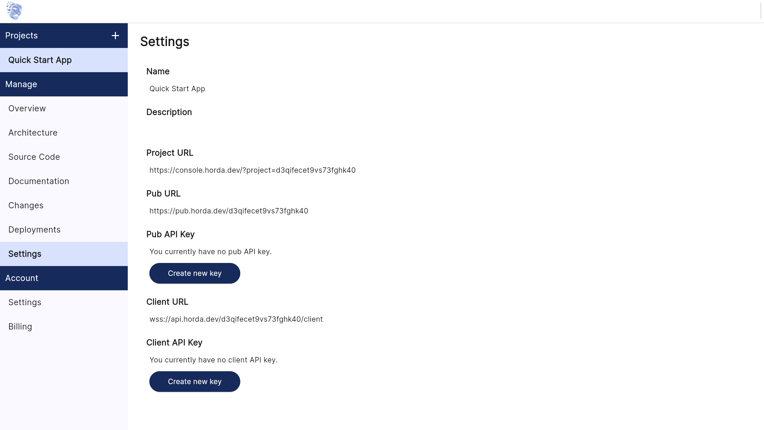 Project Settings Screenshot
